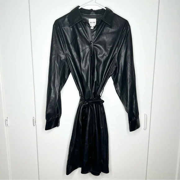 NWT Nic+Zoe Womens Black Faux Leather Knee Length Shirtdress Size Large and XL - Picture 4 of 11